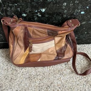 Brown patched purse